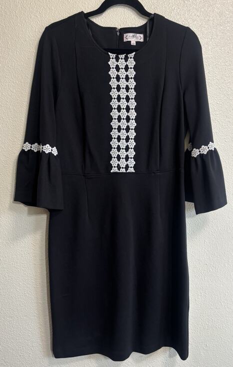 Nanette Lepore Dresses & Skirts - Nanette Lepore Women’s Size 8 Dress Black Crochet Formal Event Bell Sleeve